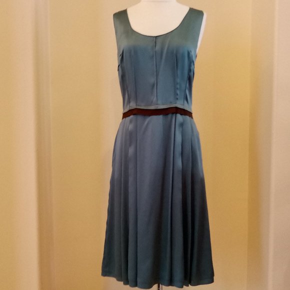 DOLCE & GABBANA Vintage Teal Silk Dress  -  Italian Size 42 (US 4-6 S/M) - Picture 1 of 10
